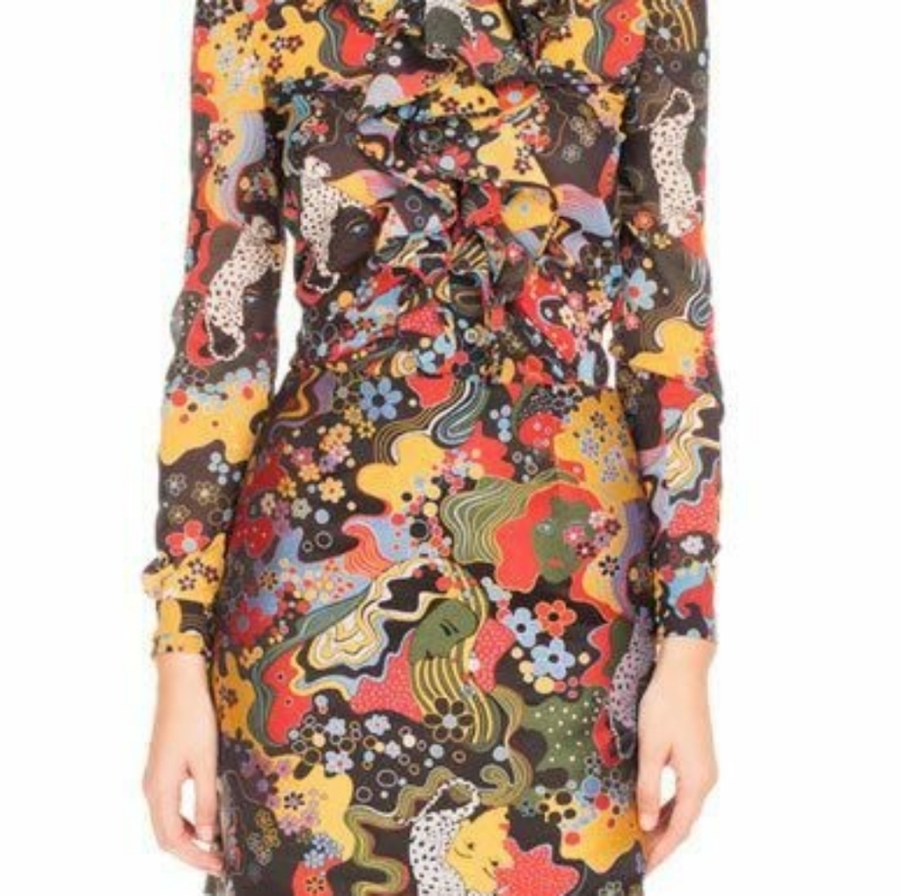Mary Katrantzou Skirt Lion Psychedelic Print Mini SZ 6‎